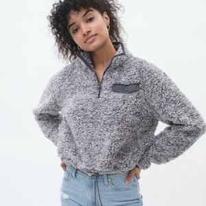 Aeropostale Girls Sherpa Fleece Half-Zip Sweater